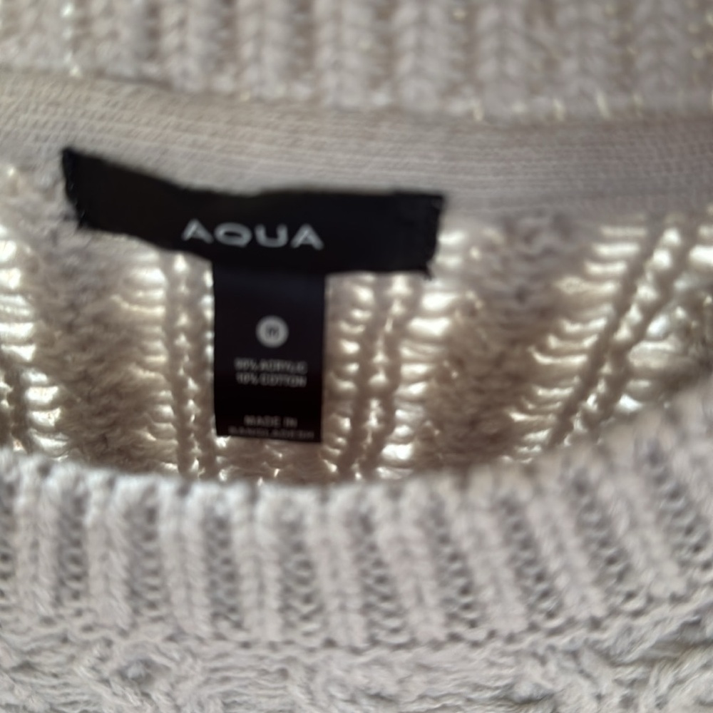 AQUA Gray Chunky Knit Crew Neck Sweater - Picture 3 of 3